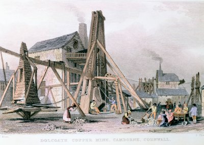 Dalcoath kopermijn, Camborne, Cornwall, ca. 1830 door Unbekannt