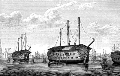 Deense gevangenisschepen Dronning Maria en Waldemar, Kopenhagen, 1848-1849 door Unbekannt