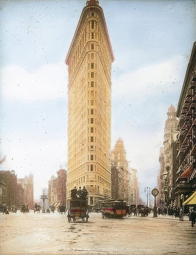 Het Flatiron Building (Fuller Building). Een van de oudste wolkenkrabbers in New York door Unbekannt