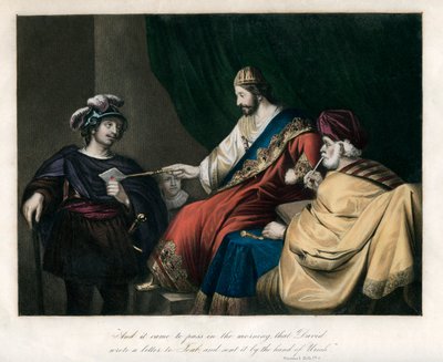 David schreef een brief aan Joab en stuurde deze met de hand van Uria, ca. 1850 door Unbekannt