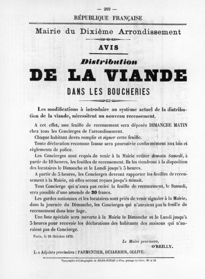De La Viande, van Franse Politieke posters van de Parijse Commune door Unbekannt