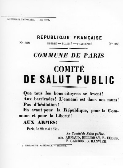 De Salut Public, uit Franse politieke posters van de Parijse Commune, mei 1871 door Unbekannt