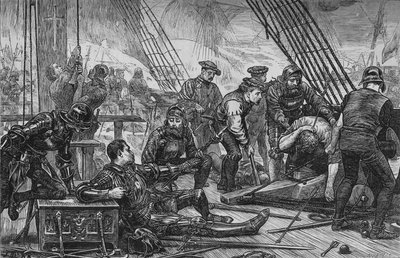De dood van Sir Andrew Barton, augustus 1511, ca. 1880 door Unbekannt
