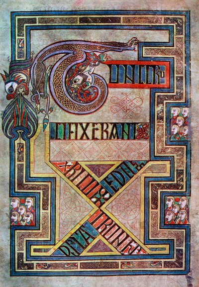 Versierde pagina, 800 AD, 20e eeuw door Unbekannt