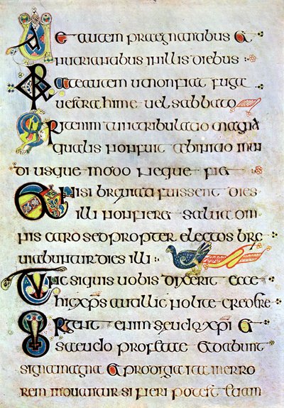 Versierde tekstpagina, 800 AD, 20e eeuw door Unbekannt