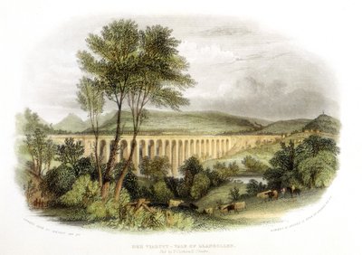 Dee Viaduct, Vale of Llangollen, op de Shrewsbury, Wales en Chester Railway, ca. 1848 door Unbekannt