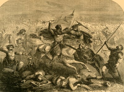 Nederlaag van de Saksen door Arthur door Unbekannt