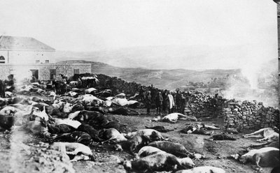 Verdediging van de Citadel van Rachaya, Druzenopstand, Jabal el Druze, Syrië, 1925 door Unbekannt