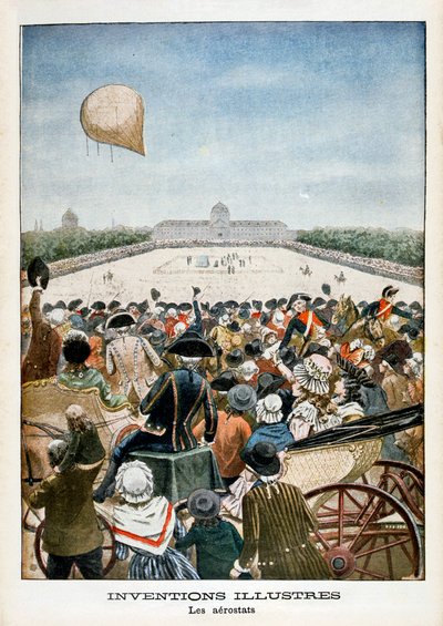 Vertrek van een ballon uit Parijs op 27 juni 1783, 1901 door Unbekannt