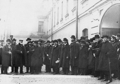 Afgevaardigden van de eerste Doema ondertekenden de Vyborg-oproep voor de gevangenis, 1906 door Unbekannt