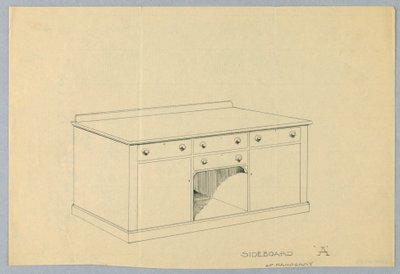 Ontwerp voor Dressoir A van Mahonie, 1900-1905 door Unbekannt