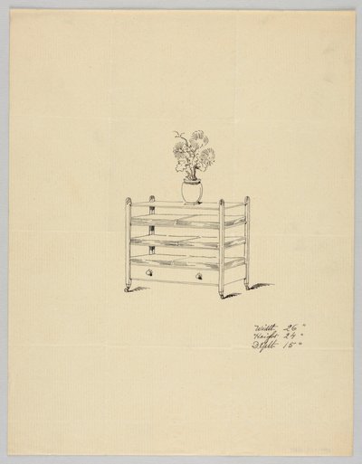 Ontwerp voor Drie-Lagen Tafel met Vaas en Bloemen, 1900-1905 door Unbekannt