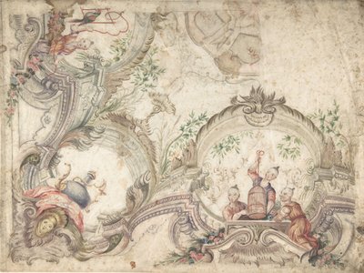 Ontwerp voor een plafonddecoratie met chinoiserieën, 1725-75 door Unbekannt
