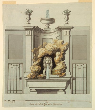 Ontwerp voor een muurfontein door Unbekannt