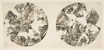 Ontwerpen voor platen uit Oudrys illustraties bij La Fontaines fabels, na 1755 door Unbekannt
