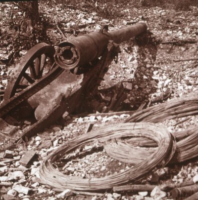 Vernietigd 155 kanon, c1917-c1918 door Unbekannt