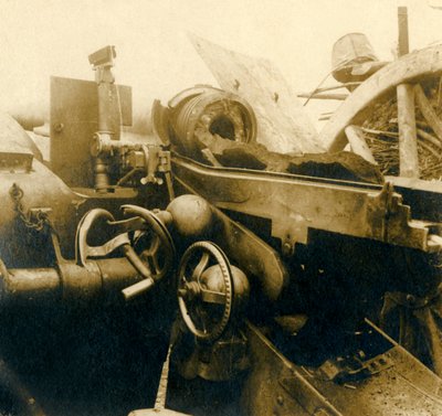 Vernietigd kanon, ca. 1914-1918 door Unbekannt