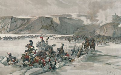 Vernietiging van Terugtrekkende Russen bij het Satschanmeer, 1805, 1896 door Unbekannt