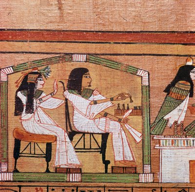 Detail van een Egyptische papyrus met een spelletje dammen door Unbekannt
