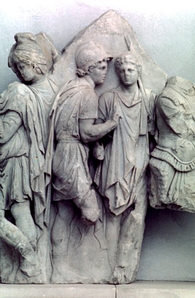 Detail van de Telephus Fries van het Pergamon-altaar, 164-156 v.Chr. door Unbekannt