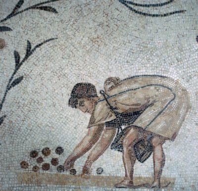 (detail) Romeins mozaïek met fruitoogst, 2e eeuw door Unbekannt