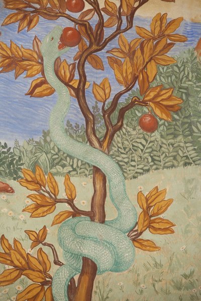 Detail van een fresco met de tuin van Eden, Puteaux, Frankrijk door Unbekannt
