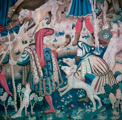 Detail van berenjacht uit de Devonshire Jachttapijten, 15e eeuw door Unbekannt