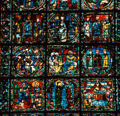 (detail) Het Grote Westelijke Venster van de kathedraal van Chartres, 12e eeuw door Unbekannt