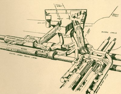 Diagram van Nieuw Metrostation bij Oxford Circus, 1930 door Unbekannt