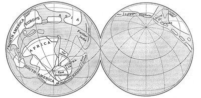 Diagram van de Aarde tijdens het Carboon, 1922 door Unbekannt