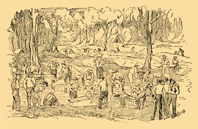 Goud graven en wassen in Australië in 1851, c1930 door Unbekannt