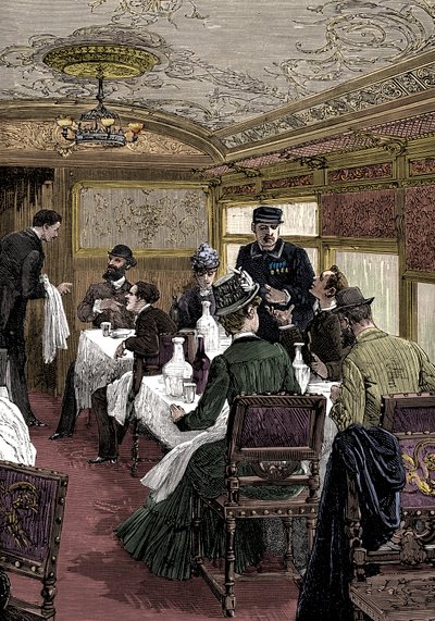 Eetwagon van de Oriënt Express, ca. 1885 door Unbekannt