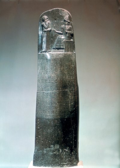 Diorietstele met de wetten van Hammurabi door Unbekannt