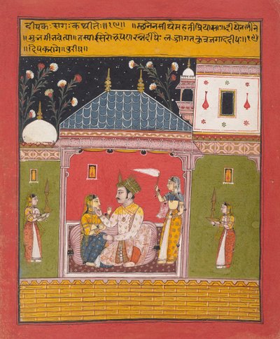 Dipak Raga: Folio uit een Ragamala serie, Garland of Musical Modes door Unbekannt