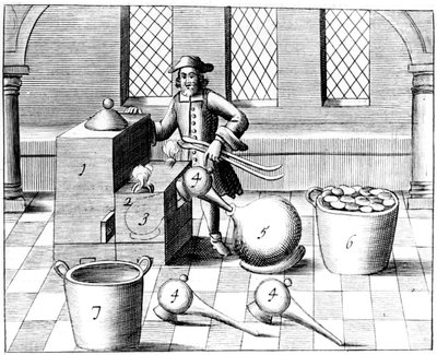 Destillatie van Salpeterzuur, 1683 door Unbekannt