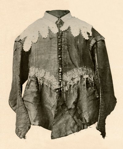 Dubbel van zwarte zijde afgezet met punten van galon met zilveren aiglets, 17e eeuw, 1937 door Unbekannt