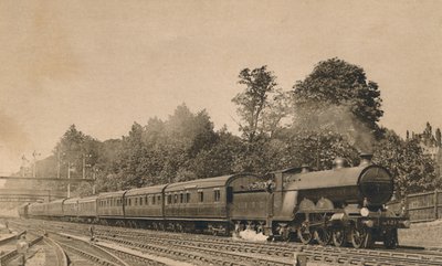 Down Brighton Express bij South Croydon. Locomotief 4-4-2, No. 421, ca. 1920 door Unbekannt