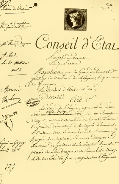 Ontwerpbesluit over de vorm en samenstelling van het keizerlijke zegel, 10 juli 1804, 1921 door Unbekannt