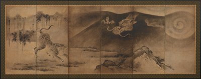 Draak en tijger, Momoyama of Edo-periode, 17e eeuw door Unbekannt