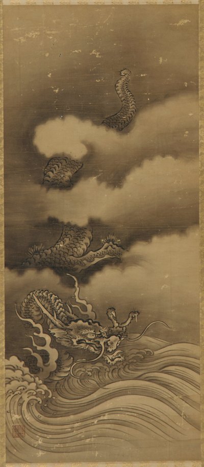 Draak en golven, Edo-periode, 1615-1868 door Unbekannt