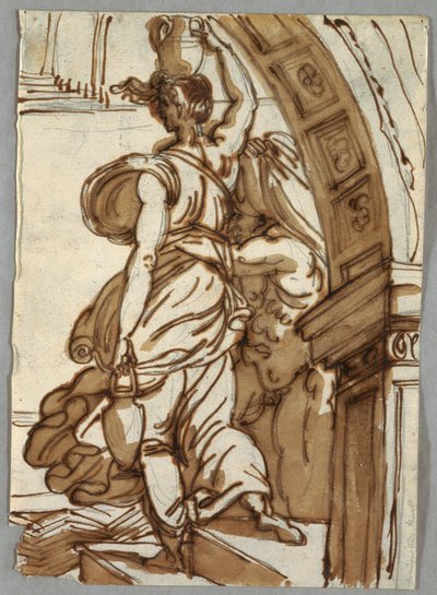 Tekening, Verbranding van de Borgo, naar Raphael, eind 18e eeuw door Unbekannt