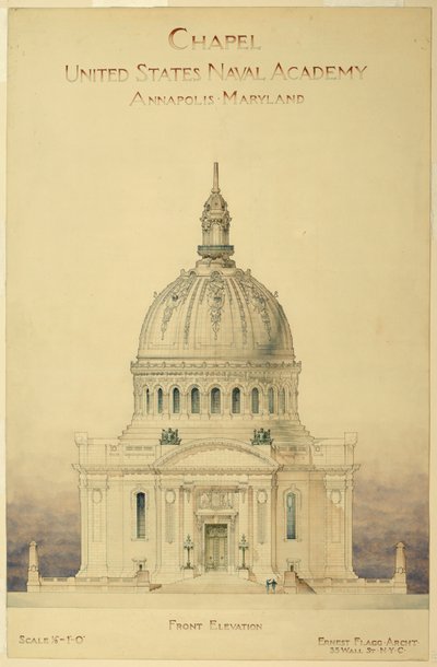 Tekening, Kapel, U.S. Naval Academy door Unbekannt