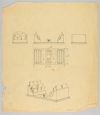 Tekening, Ontwerp voor Bureau Set door Unbekannt