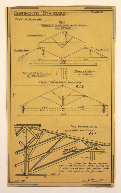 Tekening, Ontwerp voor een massaal operationeel huis ontworpen door Hector Guimard, Framing Construction door Unbekannt