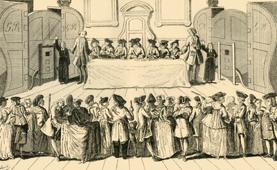 Trekking van de Staatsloterij in Guildhall, 1751, c1872 door Unbekannt