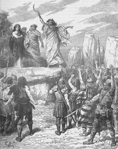 Druïden die de Britten aanzetten om de landing van de Romeinen tegen te gaan, 43, 1905 door Unbekannt
