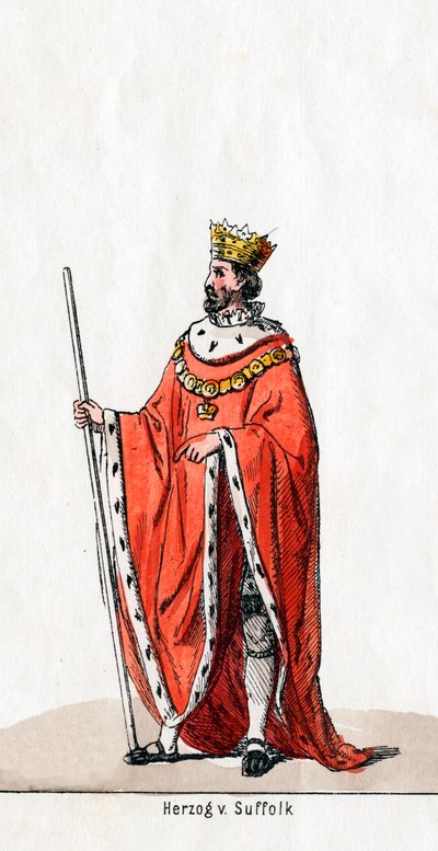Hertog van Suffolk, kostuumontwerp voor Shakespeares toneelstuk, Henry VIII, 19e eeuw door Unbekannt