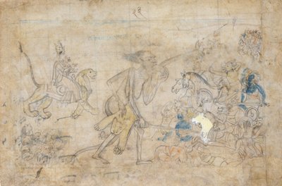 Durga en Kali Naderen de Verzamelde Legers van Chanda en Munda, ca. 1780 door Unbekannt
