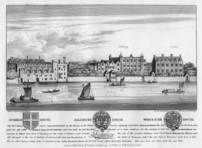 Durham House, Salisbury House en Worcester House, Londen, ca. 1630 1808 door Unbekannt