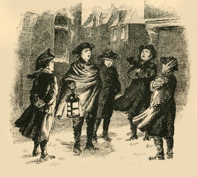 Tijdens de wintermaanden werden de leerlingen de straat op gestuurd om te zingen, 1907 door Unbekannt